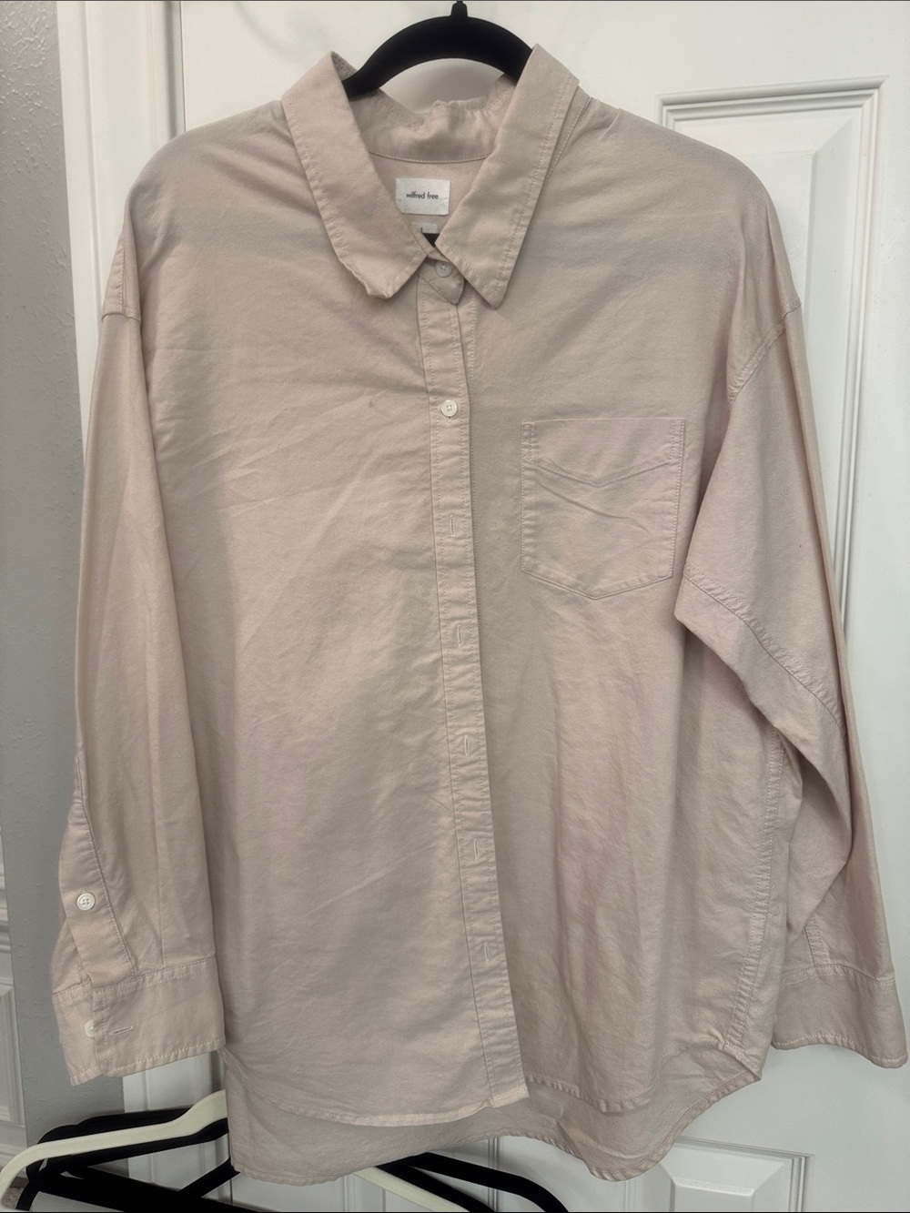 Oversized Button-Up Shirt in light tan